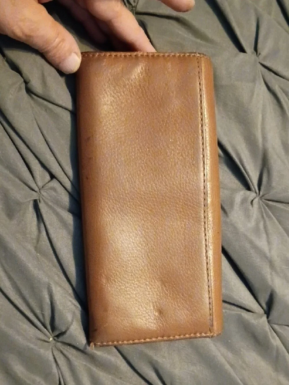 Michael Kors Cognac Brown Leather Wallet with Silver MK Logo